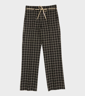Checkered Wool Trousers Black