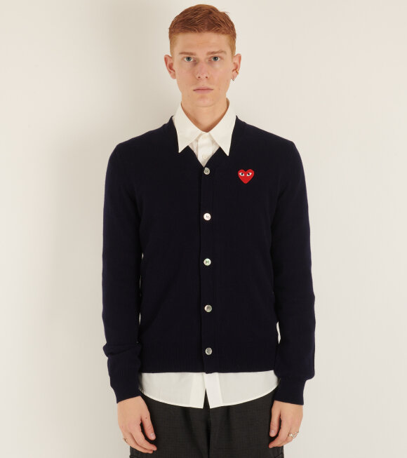 Comme des Garcons PLAY - M Red Heart Cardigan Navy
