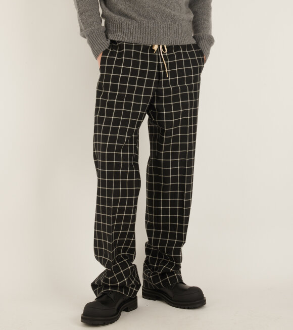 Marni - Checkered Wool Trousers Black