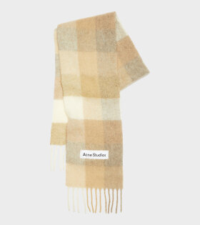 Mohair Checked Scarf Light Brown/Beige