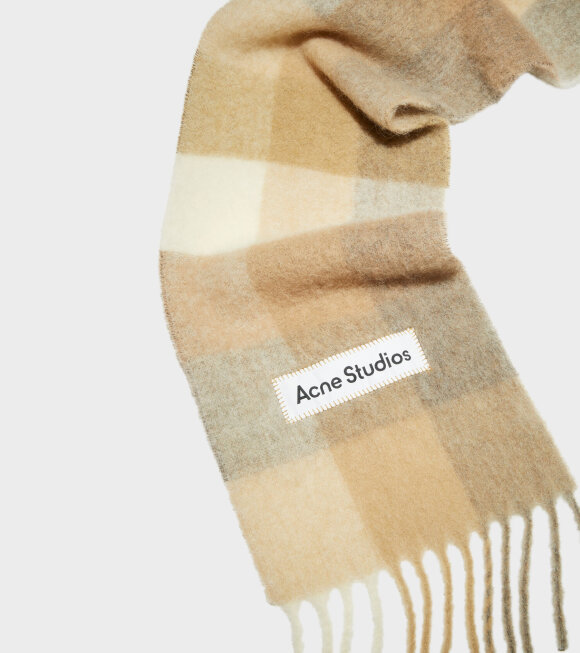 Acne Studios - Mohair Checked Scarf Light Brown/Beige