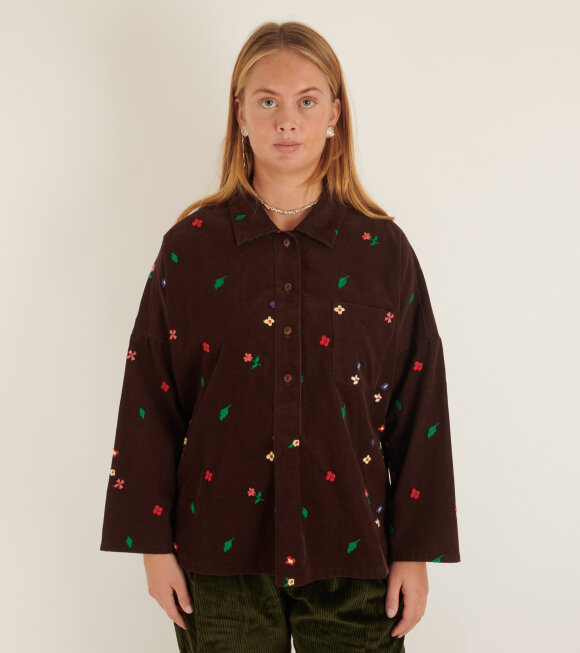 Anntian - Unisex Embroidered Shirt Brown