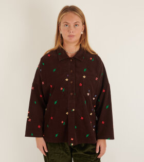 Unisex Embroidered Shirt Brown