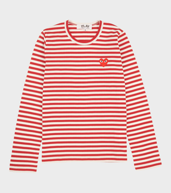 Comme des Garcons PLAY - W Striped LS T-shirt Red