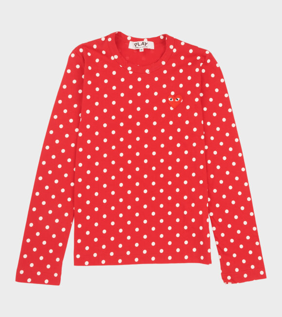 Comme des Garcons PLAY - W Dots LS T-shirt Red