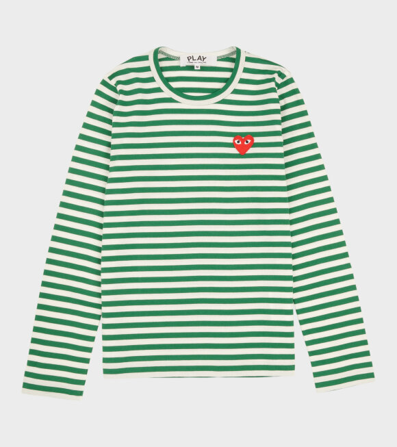 Comme des Garcons PLAY - W Striped  LS T-shirt Green