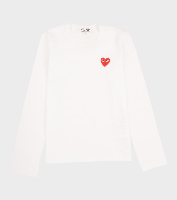 Comme des Garcons PLAY - W Red Heart LS T-shirt White