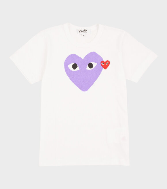 Comme des Garcons PLAY - W Purple Midi Heart T-shirt White
