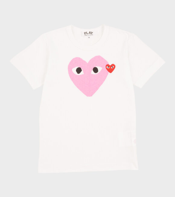 Comme des Garcons PLAY - W Pink Midi Heart T-shirt White
