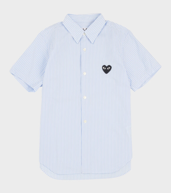 Comme des Garcons PLAY - W Black Heart Striped Shirt Blue