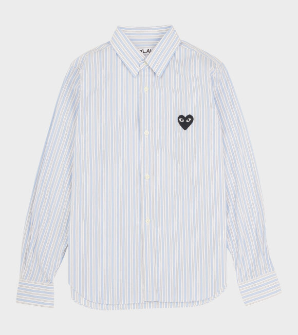 Comme des Garcons PLAY - W Black Heart Striped LS Shirt Blue