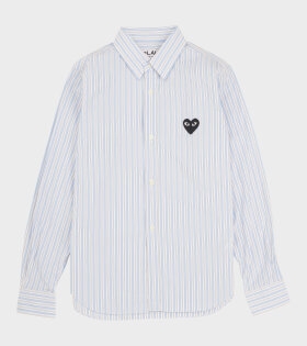 W Black Heart Striped LS Shirt Blue