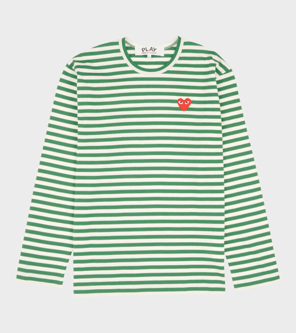 Comme des Garcons PLAY - M Striped LS T-shirt Green