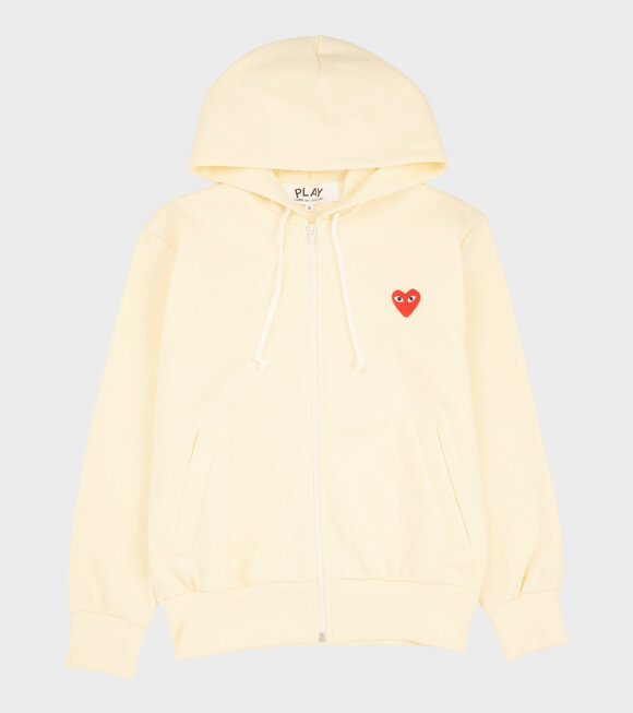 Comme des Garcons PLAY - M Red Heart Zip Hoodie Light Yellow
