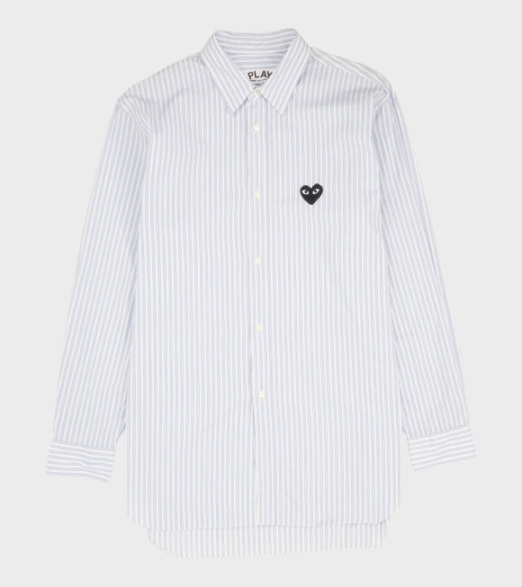 Comme des Garcons PLAY - M Black Heart Striped Shirt White/Blue/Navy