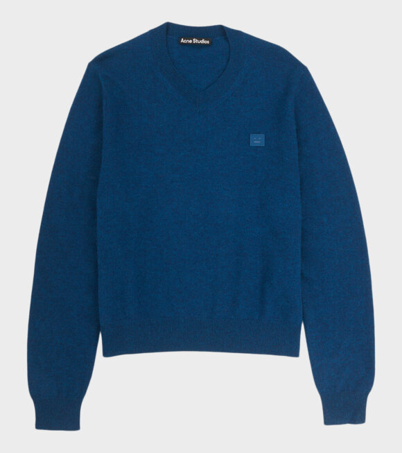 Acne Studios - Wool V-neck Sweater Indigo Melange
