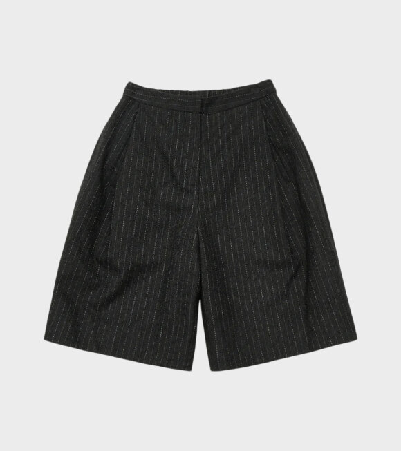 Amomento - Stripe Wool Garconne Shorts Black