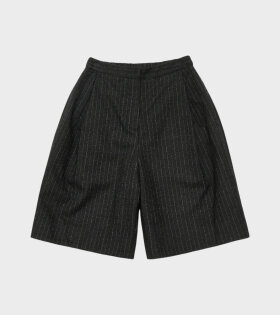 Stripe Wool Garconne Shorts Black
