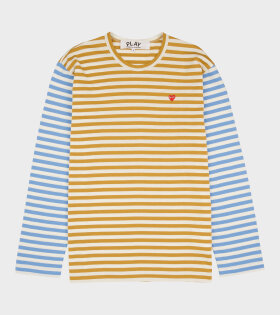 M Small Heart Striped LS T-shirt Khaki/Blue