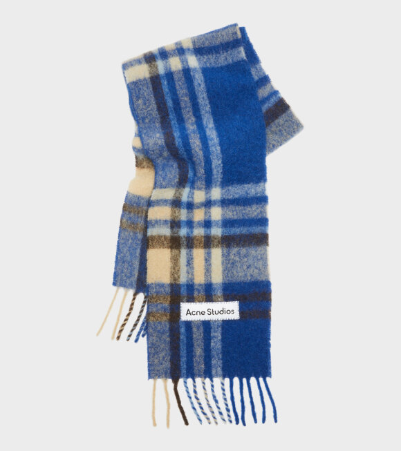 Acne Studios - Large Check Scarf Electric Blue/Beige