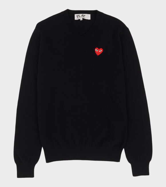 Comme des Garcons PLAY - M Red Heart Knit Black