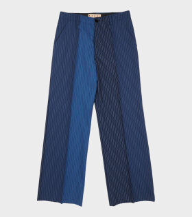Striped Wool Pants Blue Mix