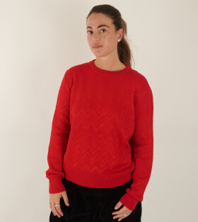 Zig Zag Knit Sweater Red