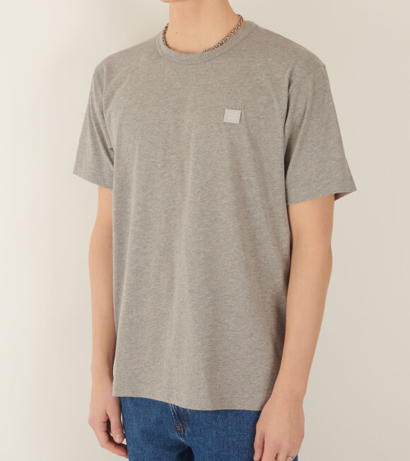 Acne Studios - Nash Face Logo T-shirt Light Grey Melange