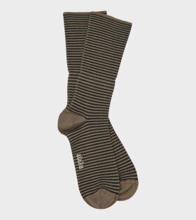 Cotton Stripe Socks Mix Brown