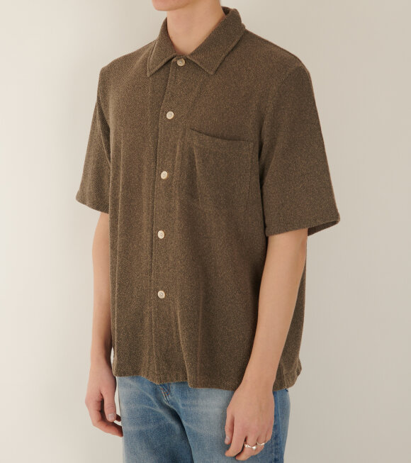 Our Legacy - Box Shirt S/S Muck Boucle Dark Olive