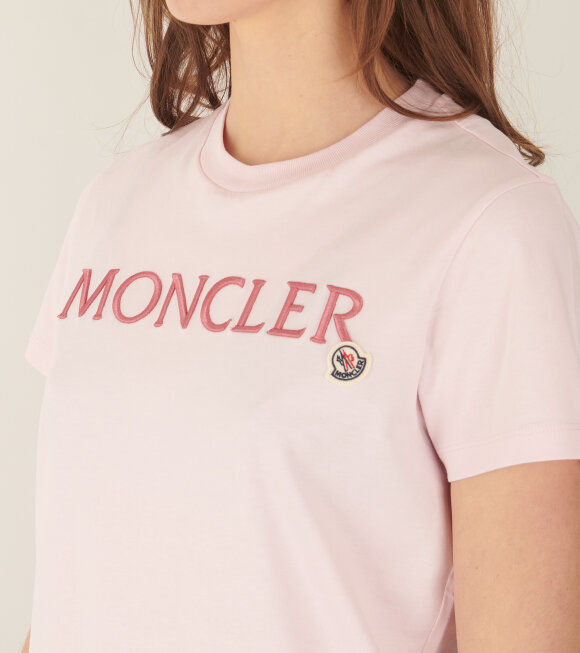 Moncler - Embroidered Logo T-shirt Pink