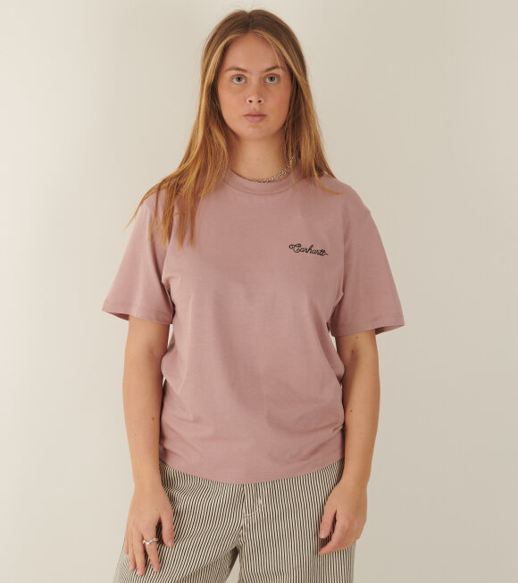 Carhartt WIP - W S/S Stitch T-shirt Glassy Pink/Dark Navy