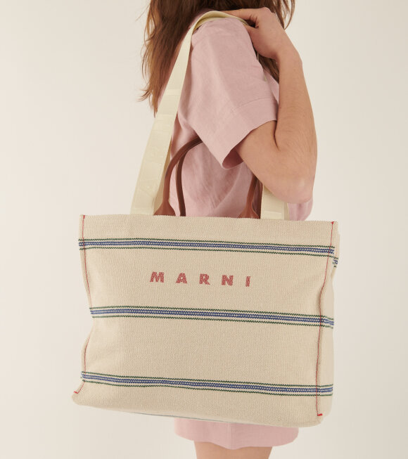 Marni - Logo Tote Bag Light Beige/Multi