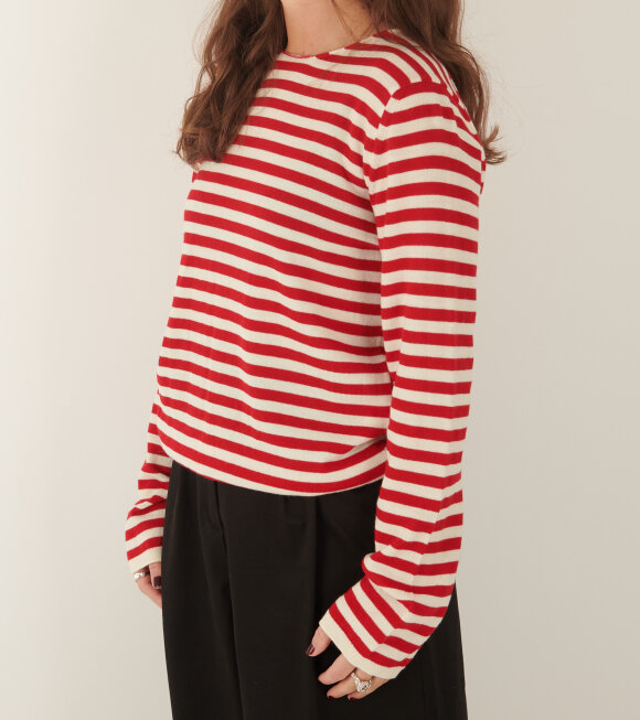 Comme des Garcons - Striped Wool Sweater Red