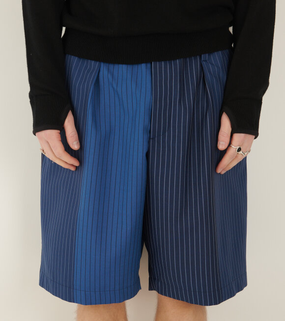 Marni - Degrade Pinstripe Wool Shorts Blue Mix
