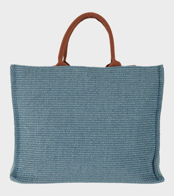 Marni - Large Raffia Tote Bag Blue/Brown