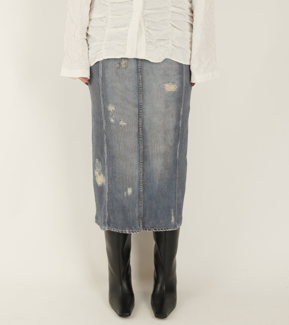 Acne Studios - Rib Cotton Print Skirt Denim Blue