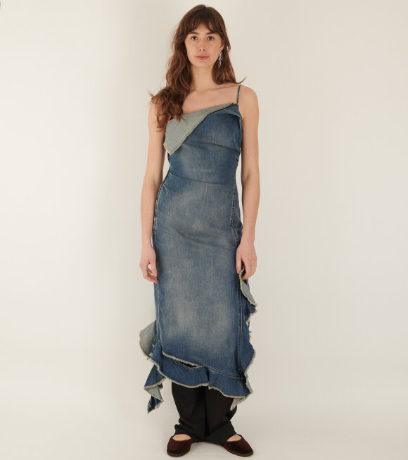 Acne Studios - Ruffle Strap Denim Dress Mid Blue