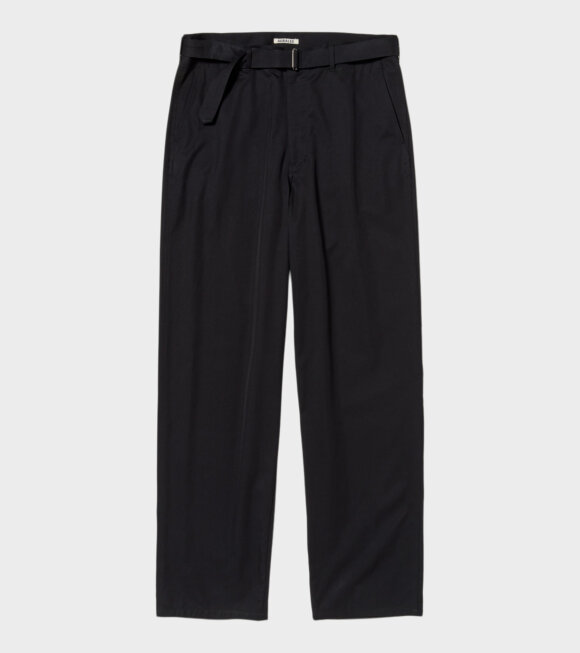 Auralee - Washed Finx Silk Chambray Belted Pants Black