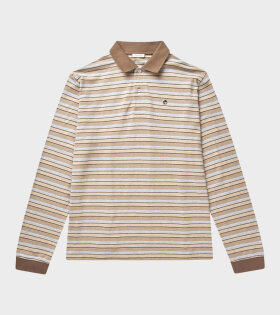 Serena Polo Shirt Brown Shadow Stripe