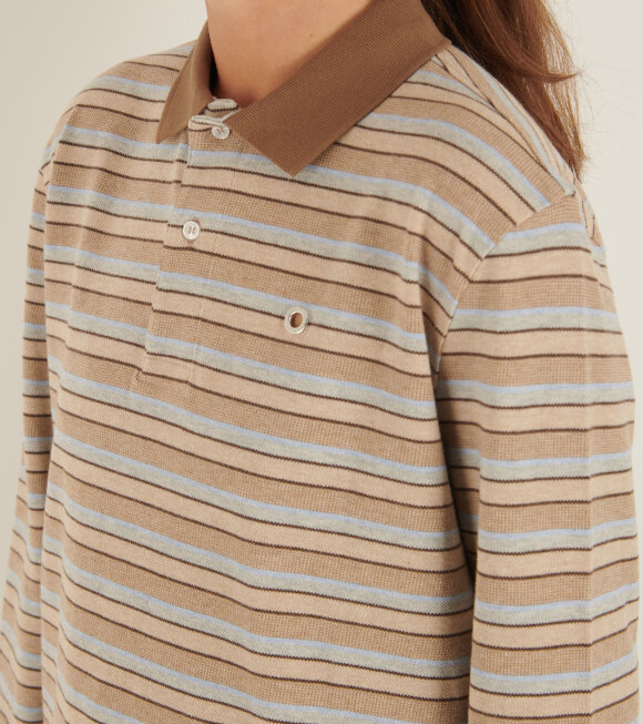 Saks Potts - Serena Polo Shirt Brown Shadow Stripe