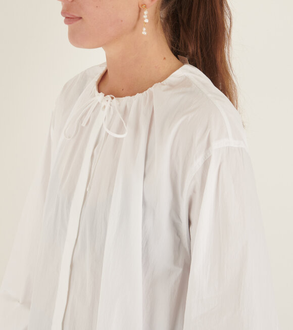 Amomento - Drawstring Shirring Shirt White