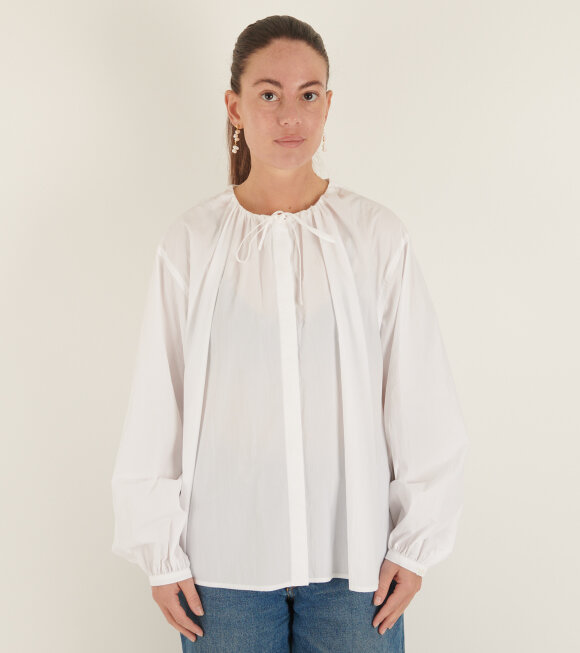 Amomento - Drawstring Shirring Shirt White