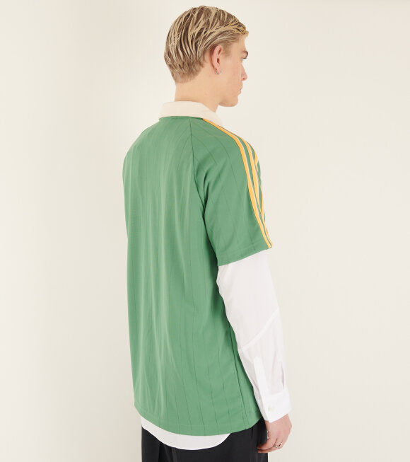 Adidas  - Stripe Jersey Polo Tee Green