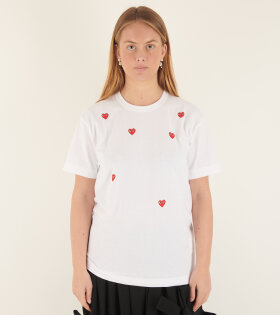 Unisex Red Hearts T-shirt White