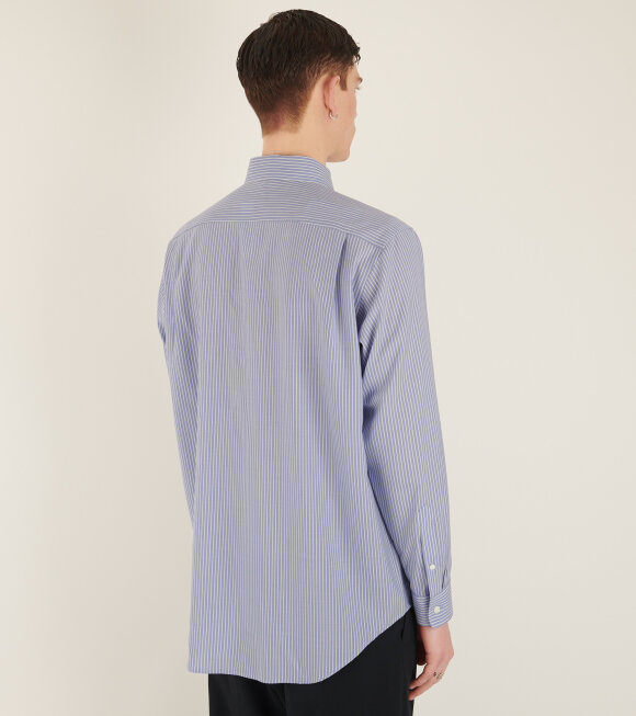 Auralee - Super Fine Wool Shirt Sax Blue Stripe