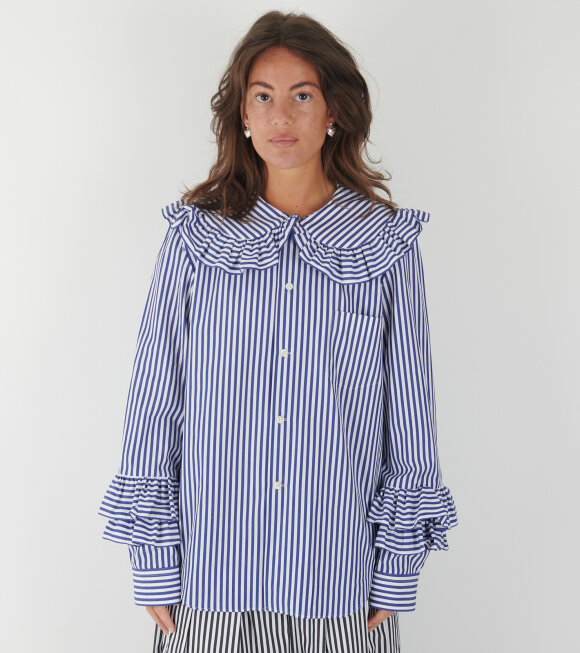 Comme des Garcons Girl - Frill Collar Striped Shirt Blue/White