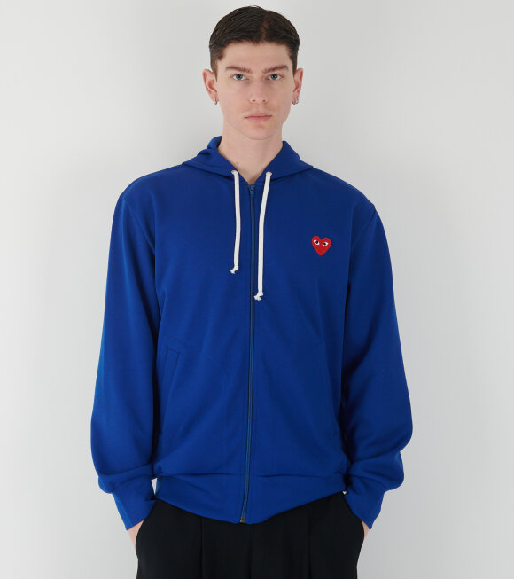 Comme des Garcons PLAY - M Red Heart Zip Hoodie Blue