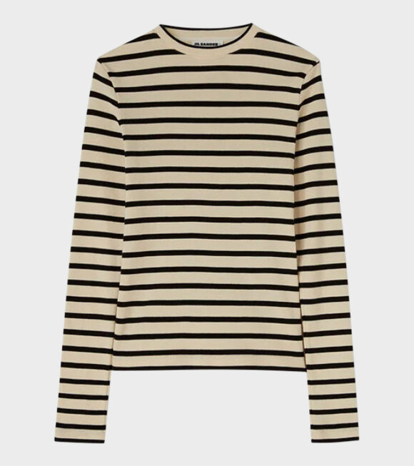 Jil Sander - W Striped L/S Crew Neck T-shirt Off-white/Black