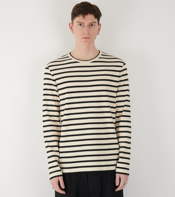 Jil Sander - Striped L/S Crew Neck T-shirt Off-white/Black